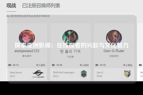 探索亚洲影视：在线观看的兴起与文化魅力